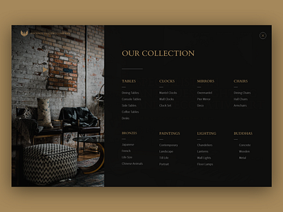 Mega Menu antique ui black blackandgold blackandgoldcolor classic dak ui design gold luxury ui mega menu menu design menu ui uidesign vintage website concept website design