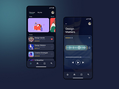 Podcast app branding design flat podcasts ui ux website