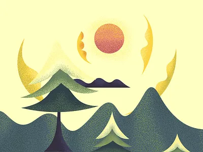 Sun Dance abstract dance illustration landscape sky sun sunny sweet trees warm wind