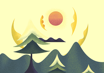 Sun Dance abstract dance illustration landscape sky sun sunny sweet trees warm wind