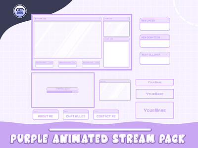 Animated Stream Package Overlay Purple, Pixel Stream Pack animated overlay animated stream package animated stream screens animated twitch overlay black twitch layout bullet journal cozy aesthetic green twitch overlay overlay premade stream overlay purple stream pack starting soon starting soon screen stream overlay stream overlays stream package streamer pack twitch overlay twitch package
