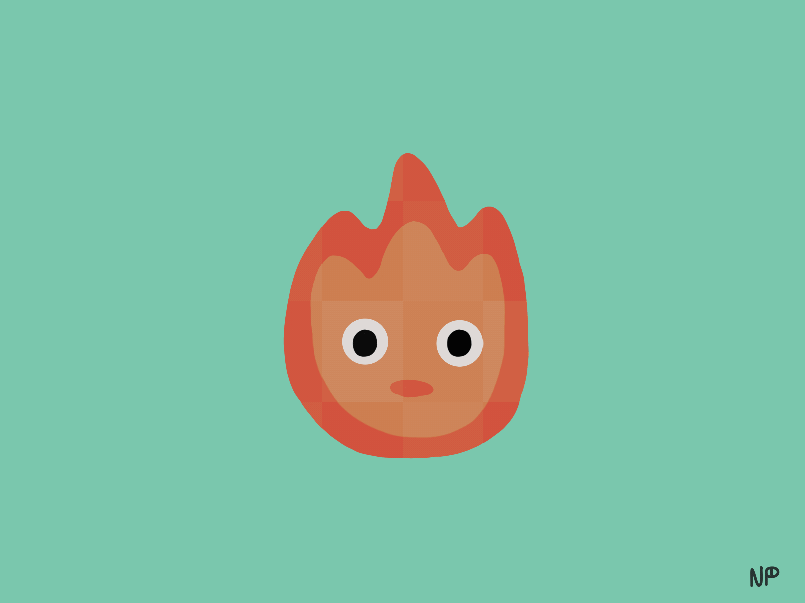 Calcifer animation calcifer character design fan art fanart female artist fire framebyframe ghibli gif illustration loop animation miyazaki motion motion graphics procreate spirit