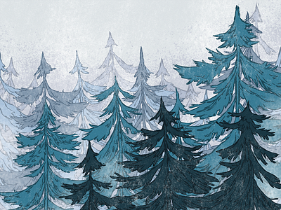 Trees 🌲🌲🌲 atmospheric concept concept design design drawing forest illo illustration mood nature procreate trees