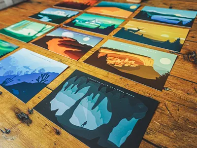 New Postcard Pack 3 badge cave design landscape national park national parks outdoors postcard series vintage