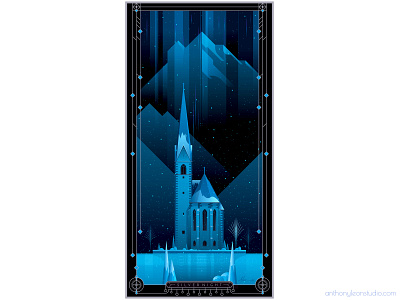 silver night anthony leon studio adobeillustrator anthonyleonstudio castle church design illustration illustrator art landscape posterdesign winter