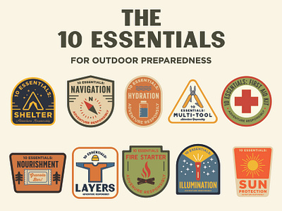 Ten Essentials badge illustration leave no trace logo national park outdoor badge outdoor logo outdoors patch retro ten essentials vintage wilderness