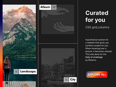 #91 Daily Ui / Curated for you cssgrid curated for you daily ui daily ui 091 daily ui challenge dailyui dailyui91 dailyuichallenge design landscape music ui ux web website website design