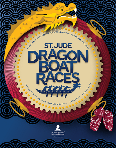 St. Jude Dragon Boat Races design illustration memphis poster