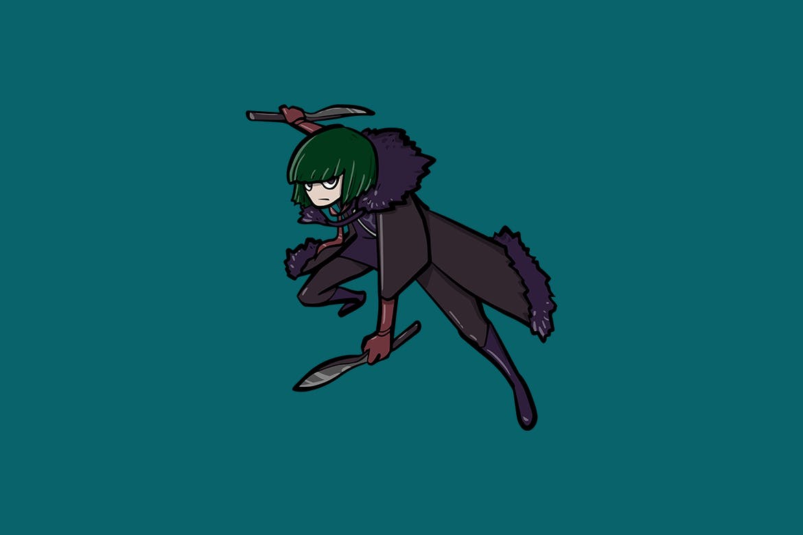 Assassin artwork assassin blade cartoon character character design design doodle envato envatoelements fantasy female graphic hitman illustration knife martialart slayer vector woman