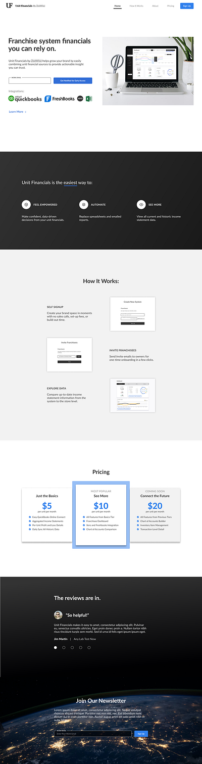 Financial Reporting Tool Landing Page design figma flat minimal ui web website