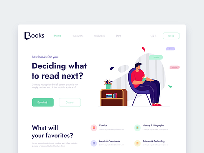 Book Store | Landing Page book design books bookshop branding comics icons illustration reading store study uidesign