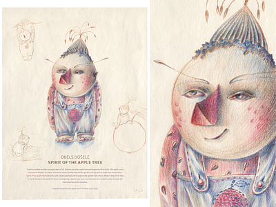 SPIRITS OF THE GARDEN. Spirit of the Apple Tree character design color colorpencils drawing graphic hand drawing illustration nature paper pencils watercolor pencils