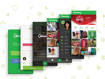 Giveaway App Android app belgrade design giveaway green hackathon hackaton logo serbia ui ux webflow