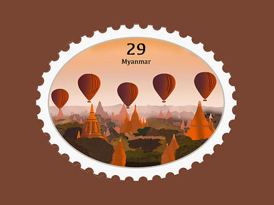 Myanmar Travel Stamp asia bagan design destination destination stamp etsy seller etsy shop hot air ballon illustration myanmar temple procreate temple travel travel stamp vacation