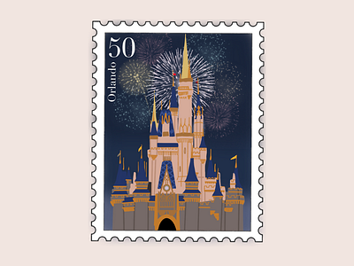 Orlando Travel Stamp castle cinderella design destination destination stamp disney disney world etsy seller etsy shop fireworks magic magic kingdom mickey mickeymouse theme park travel travel stamp vacation walt disney walt disney world