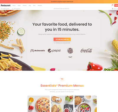 favorite food, delivery WordPress theme blog business theme theme design web design website wordpress wordpress theme