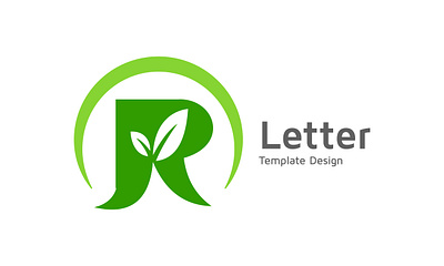 Alphabet R image, leaf inside R template design abstract company concept icon illustration initial modern sign symbol vector