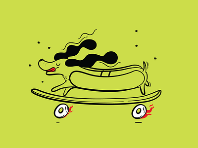 hotdog cartoon food hotdog illustration skateboarding skating