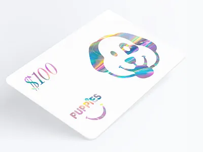 Puppies Gift Card branding card design graphic design holographic typography