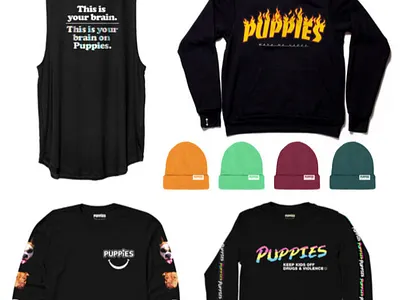 Puppies x Pac Sun SMU apparel apparel design apparel production branding design graphic design holographic merch merch design production typography