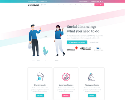 Fight coronavirus (COVID-19) WordPress Theme blog business theme theme design web design website wordpress wordpress theme