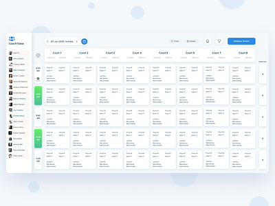 CoachTable: Coach Schedule Dashboard 2021 trend admin design bootstrap coach coaches court courtyard dashboad schedule timetable ui uidesign uidesigner uiux website