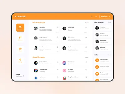 Disputatio | Dashboard app chats chatstickers communication conference connect conversation dashboard dashboard ui design interface join media message messages minimal talk ui ux web