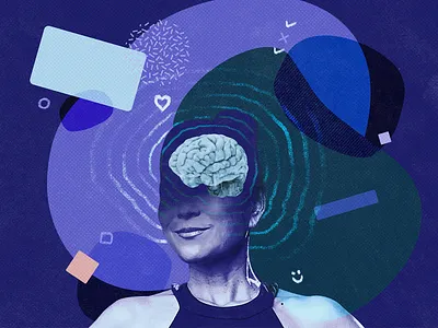 Emotional Resiliency & Mental Health - Tune Up Fitness artwork brain branding fitness illustration mentalhealth paper scan texture yoga