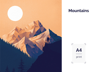 Mountains illustration A4 print clean design forest illustration illustrator minimal mountains nature nature illustration photoshop photoshop art sunset