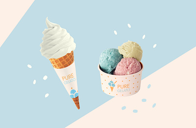 Pure Gelato Branding branding design graphic design icecream illustration illustrator logo mockup