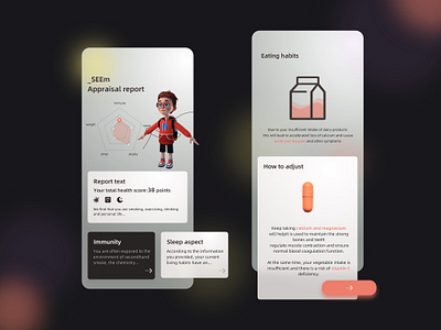 Health guidance app art branding colorful design illustration shadow ui ux web