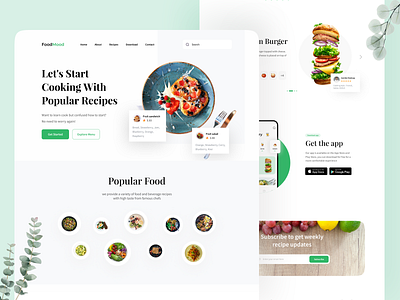 Food Cooking Inspiration Website 🍔 clean clean design clean ui food food and drink food app foodie recipe recipe app recipes ui ui ux ui design uidesign uiux web web design webdesign website website design