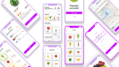 Ui/UX for healty food delivery app app design ui ux vector