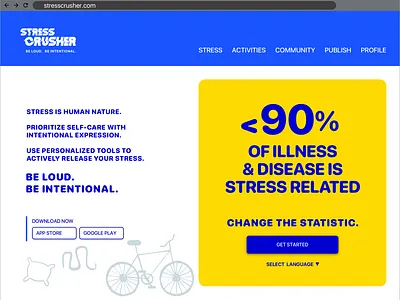 Stress Crusher Health & Wellness Web App by Carla Idrogo hi fidelity mid fidelity mockups user experience design user interface design ux visual design wireframe