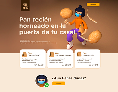 El Pan de Mia characterdesign cinema4d design art landing ui uidesign webdesign