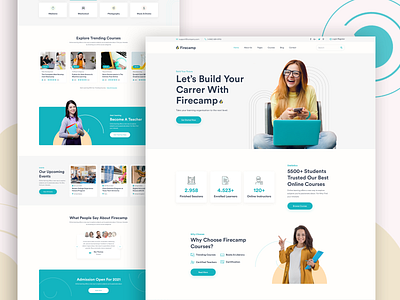 Firecamp - Education Template business courses instructor landing page learning management system online online classes online platform online store professional startups students template web design website
