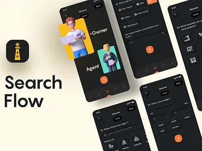 Lighthouse Real Estate black booking booking app branding creative design creative designs dark theme design app concept home real estate home rental house rent ios mobile app neumorphism neumorphism ui rental app search property uiux design