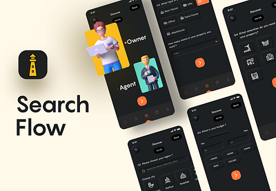 Lighthouse Real Estate black booking booking app branding creative design creative designs dark theme design app concept home real estate home rental house rent ios mobile app neumorphism neumorphism ui rental app search property uiux design