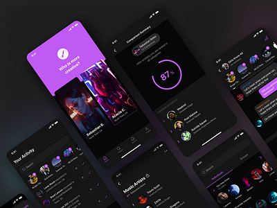 👍 Group Stat - Social Media App dark dark app dark mode dark ui glass glassmorphism interface ios iphone mobile app simple ui uidesign