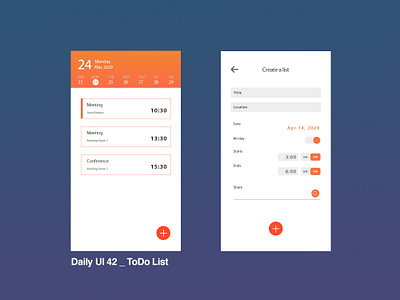 Daily UI 42/100 - ToDo List app dailyui dailyuichallenge design flat mobile todo todo app todo list todolist ui ux web website