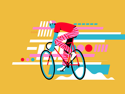 cyclist bicycle character character design character illustration cycle cycling deisgn digital flat graphic illustration motion patterns racing shapes ui ux vector