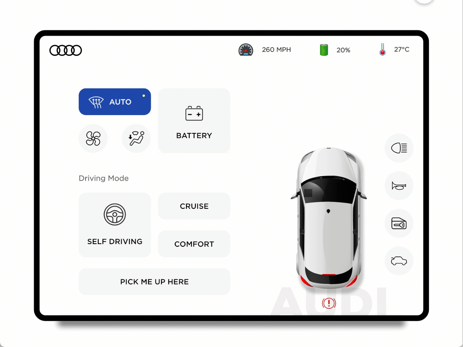 Smart Car iPad App animation app auto automotive automotive design car car dashboard dashbaord dashboard app dashboard design dashboard ui design electric prototype tesla ui ui design user experience ux website