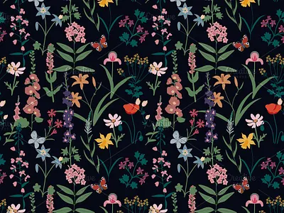 Wild flowers pattern decorative design floral flower nature pattern seamless simple surface design texture