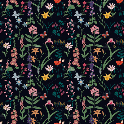 Wild flowers pattern decorative design floral flower nature pattern seamless simple surface design texture