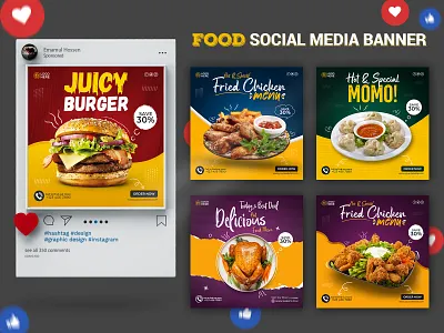 Food Social Media Banner Design advertising design banner ad burger banner facebook ad facebook banner fast food banner food ads food banner food banner ad instagram banner instagram stories modern banner restaurant banner social media social media banner social media design social media post social media poster social media templates web banner