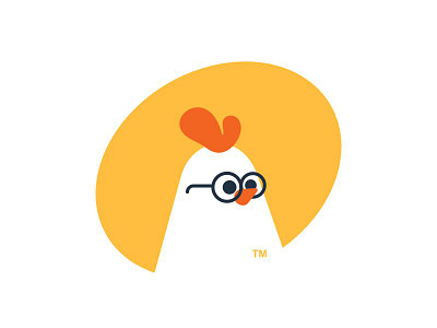 Chicken Nerd animal app branding chick chicken cute egg hen icon illustration logo logos nerd simple smart sunglass ui ux yellow