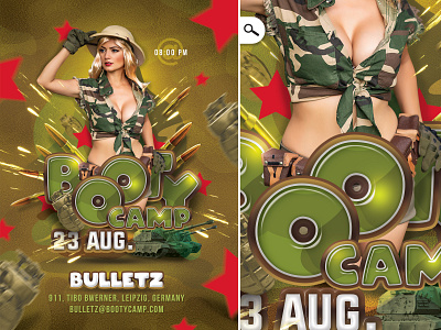Booty Camp Themed Flyer army booty booty camp camo club costumed eve evening event flyer party themed