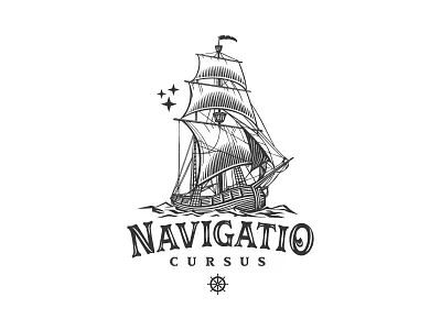 illustrative ship logo design beverage branding classic engraving food illustration linocut logo mark negative space restaurant sailing scratchboard shine ship shipping style traditional vector vintage