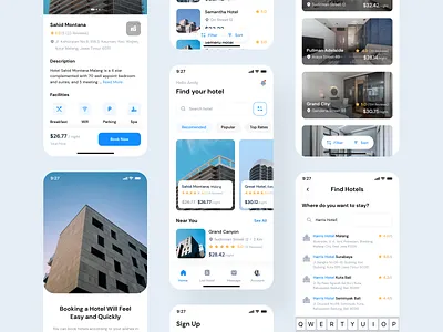 Hotel Booking App - Mobile App apartment apps booking clean hotel hotel booking minimal minimalist mobile mobile app phone travel trends ui uiux ux