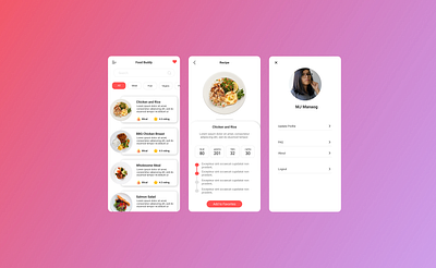 Food Buddy: Healthy Recipe design fitness food healthy mobile mobile design modern uiux